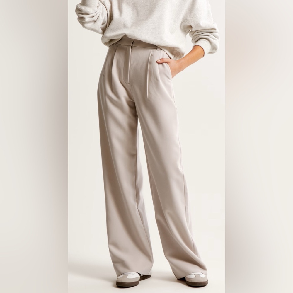 Abercrombie & Fitch Cream Wide-Leg Pants